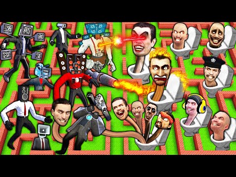 SURVIVAL MAZE of SKIBIDI TOILET vs TV & CAMERA MAN TITAN BOSSES in MINECRAFT animation gameplay