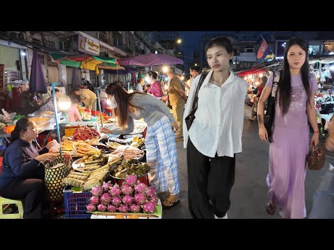 Phnom Penh Walk 2025 - Evening Walking Tour in Toul Tom Poung Market, Cambodian Street Food
