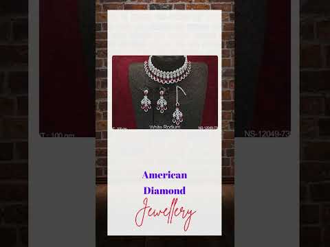 American Diamond Jewelry Beautiful Designer Fancy Style Necklace Set