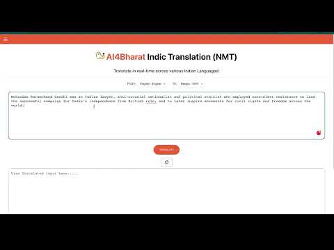 Translation Model Demo AI4Bharat