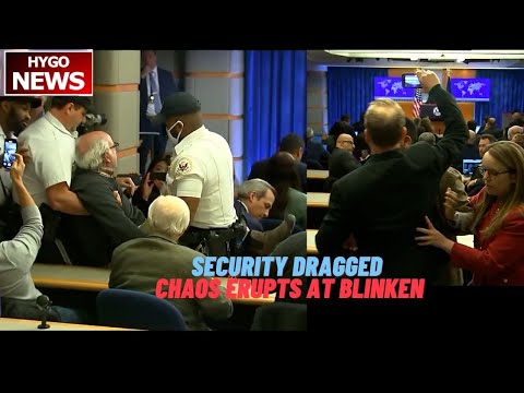 Security dragged reporter & Chaos erupts at Antony Blinken’s final press conf: should be in Hague!