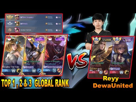 (WHO WIN?!🔥) Proplayer Reyy DewaUnited VS 1, 2 & 3 Global Rank - Gameplay By Fenrir Dongkak.\MLBB.