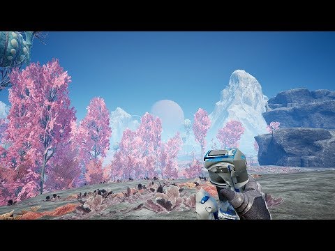 Satisfactory Walk Through - Desert Ep85 - Exploring - From Yellow to Pink Forests