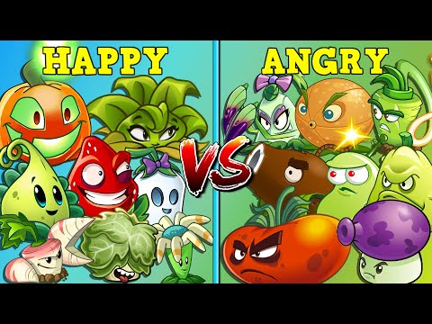 Team HAPPY vs ANGRY - Who Will Win? - PvZ 2 Plants vs Plants Battlez