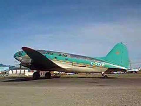 Buffalo Airways C-46 Curtiss Commando leaving.