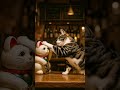 Real Cat Imitates Lucky Cat Statue 😺🍶  Maneki-neko IRL!