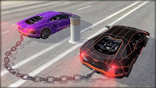 CHAINED UP #5 - Bollard - Giant Chain Crashes - BeamNG.Drive Crashes