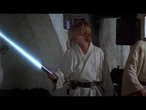 STAR WARS Ep.4 Una nuova speranza(1977)|Luke Skywalker riceve la spada laser da Obi Wan Kenobi[ITA]