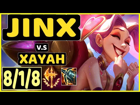 JINX vs XAYAH - 8/1/8 KDA BOTTOM ADC CHALLENGER GAMEPLAY - KR