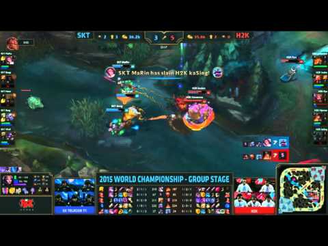 SKT vs H2K - Marin turns the fight around - Worlds 2015 - League of Legends