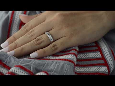 1 Ct. Double Row Double Shared Prong Wedding Ring - TwoBirch TB-WR-0229-WG-L