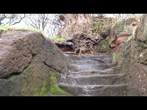 Intriguing 12th century steps of Job's Ferry across Mersey from Eastham Wirral to Liverpool, England