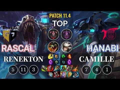 GEN Rascal Renekton vs TLN Hanabi Camille Top - KR Patch 11.4