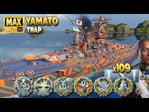 Battleship Yamato: Down to 16sec reload on map Trap - World of Warships