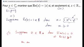 📘 MPSI – Ensemble des nombres complexes #4 : Quand la partie réelle égale le module