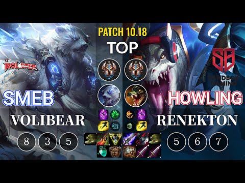 KT Smeb Volibear vs SB Howling Renekton Top - KR Patch 10.18