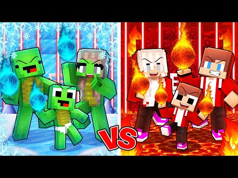 ICE Mikey Family vs FIRE JJ Family  - Maizen Minecraft Animation