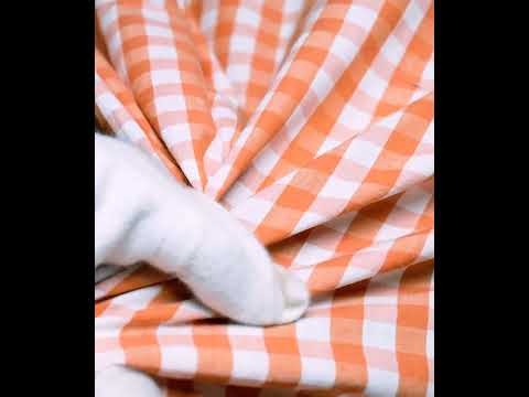 Check Orange & White Pure Cotton 96 GSM Handwoven Fabric — video