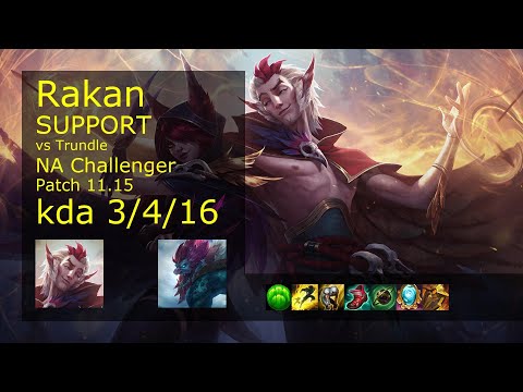 Rakan Support & Xayah vs Trundle & Samira - NA Challenger 3/4/16 Patch 11.15 Gameplay
