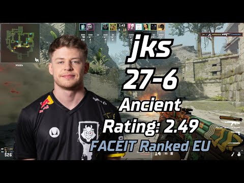 jks (27-6) rt:2.49 (Ancient) | FACEIT Ranked | May 29, 2024 #cs2 #pov