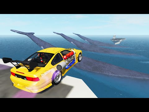 High Speed Jumping Over Whales With Two Aircraft Carriers - Beamng Drive