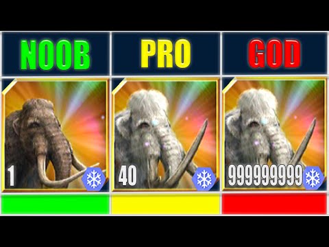NOOB vs PRO vs GOD WOOLLY MAMMOTH 999 | JURASSIC WORLD THE GAME