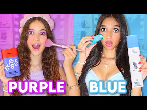 ONLY using PURPLE VS BLUE MAKEUP SKINCARE💜🩵