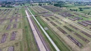 Auschwitz Birkenau Oswiecim (concentration camp), drone video, 1080p