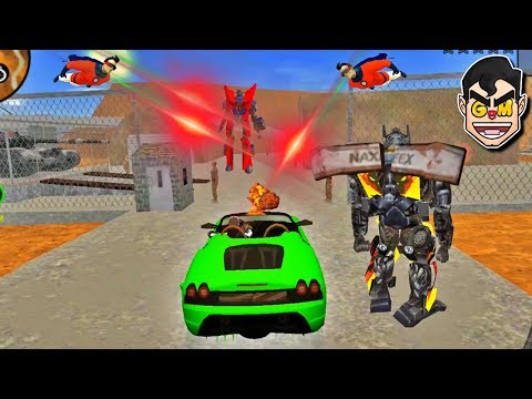 CAR ROBOT DESTROYET BY SUPERHERO | Vegas Crime Simulator - Gameplay (Android/iOS)