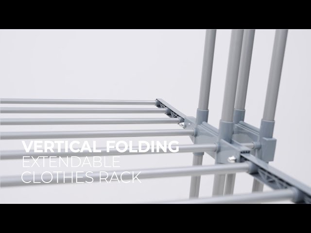 Estendal de secar roupa vertical dobrável e extensível Innovagoods Dolver XL com rodas, cinzento, 141 x 179 x 65 cm video