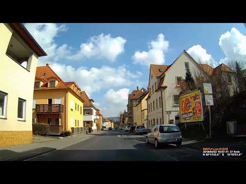 D: Große Kreisstadt Bad Kissingen. Landkreis Bad Kissingen. Kurze Fahrt durch den Ort. April 2018