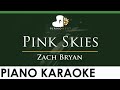 Zach Bryan - Pink Skies - LOWER Key (Piano Karaoke Instrumental)