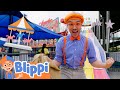 Blippi Rides Roller Coasters At The Fun Spot Theme Park! | Educational Videos For Kids