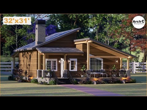 [992 SQFT] Stunning Two Bedroom Wood Cabin Design Idea | Perfect & Cozy Small Cabin Ideas