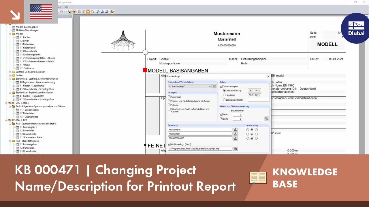 KB 000471 | Changing Project Name/Description for Printout Report