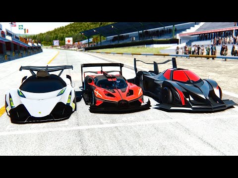 Bugatti Bolide GTR Concept vs Devel Sixteen GTR-S vs Devel Sixteen GTR at Drag Race 24 KM