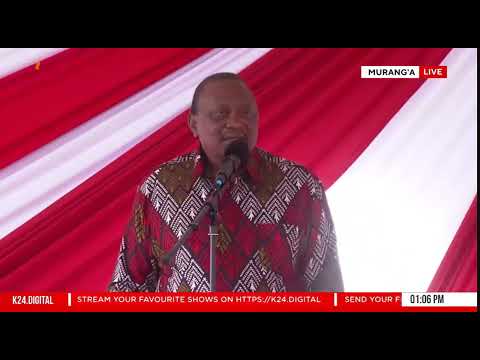 Former President Uhuru Kenyatta joins Delegates during the Jubilee Party NDC in Murang'a.