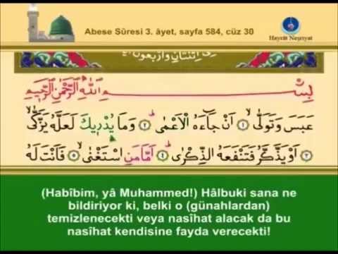 80-Abese  Sûresi –Takipli ve Mealli - İshak Danış