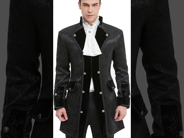 Vídeo relacionado con BLESSUME Steampunk Victorian Frock Coat Colonial - Chaqueta para hombre, Marrón 1, L