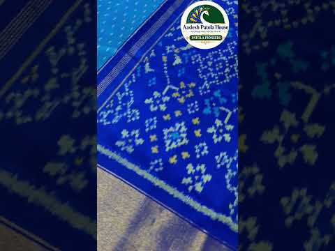 Blue Navratan Skirt Designer Blouse Single Ikat Patola Saree 6 Ply Silk