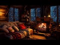 Winter Wonderland ASMR Wind And Crackling Fireplace In A Cozy Winter Hut Blizzard Ambience