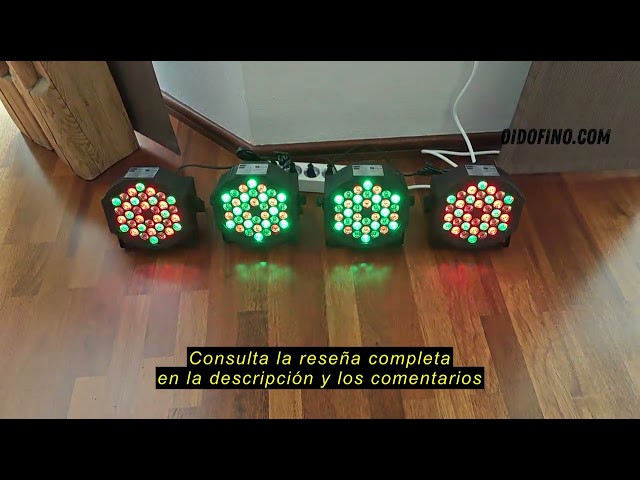 Vídeo relacionado con U`King 4 Piezas Foco Par LED, RGB 36 LED Luces Escenario con Control Remoto y Modo de Activación de Sonido, Luz de Discoteca para Fiestas Navidad DJ Bar