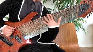 Interesting that at  you can still hear the bass notes playing, but his hands aren't anywhere near the bass strings... - 14 STRING GUITAR SOLO