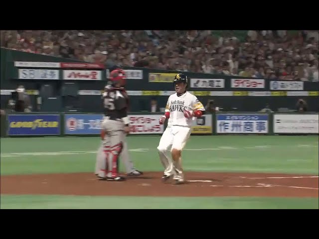 【5回裏】ホークス・明石がレフト前ヒット!! エラーの間に高谷が一気にホームイン 2015/5/6 H-M