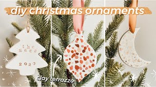 HOW TO MAKE DIY CLAY CHRISTMAS ORNAMENTS! | Oven Baked Polymer Terrazzo + Stamping Techniques