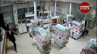 Deprem anı çok sayıda güvenlilik kamerasında