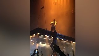 Kanye West Fan Grabs Hold Of Floating Stage During Pablo Tour