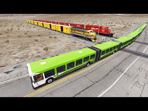 Long Articulated Bus Accident on Railway #9 - Beamng drive