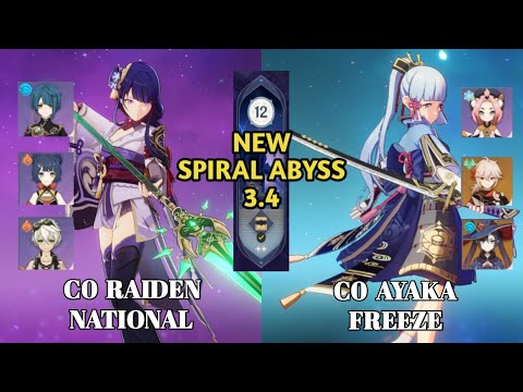 C0 Raiden National & C0 Ayaka Freeze - 3.4 Abyss Floor 12 Fullstar | Genshin Impact