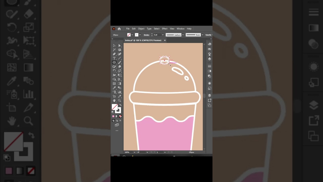 Adobe Illustrator Speed Art - Cute Boba Tea Flat Design